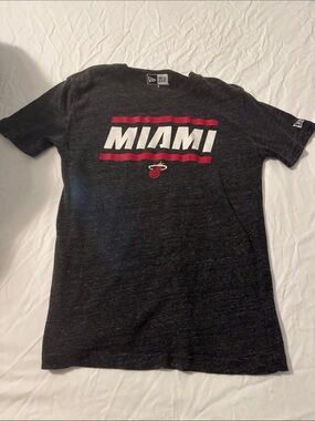 New Era Black Miami Graphic Tee with Red and White Accents